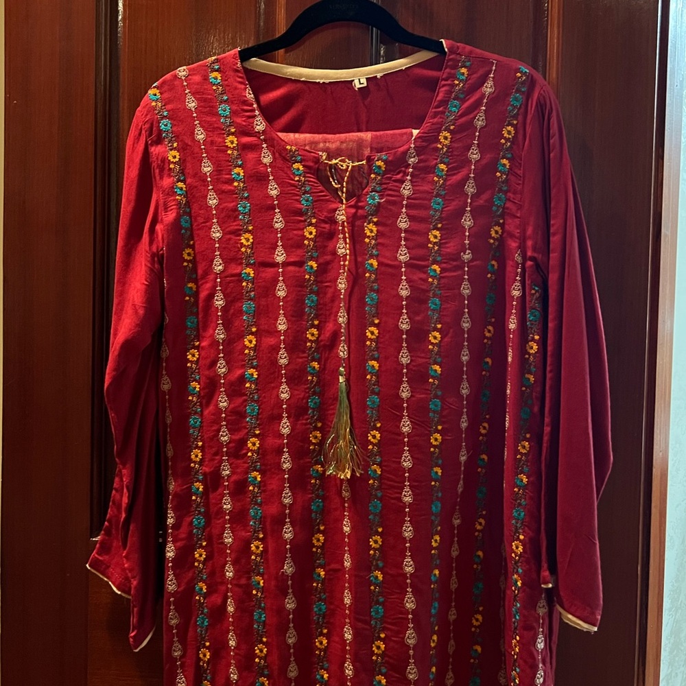 Elegant Red Embroidered Salwar Kameez/Kurta